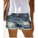 Women Jean Shorts Summer Cross-Border Fashion European and American Style Women's Denim with Hole Shorts