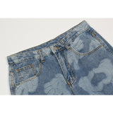 Man Fall Outfits Hip Hop Retro Loose Casual Wide Printed Straight Jeans for Men and Women