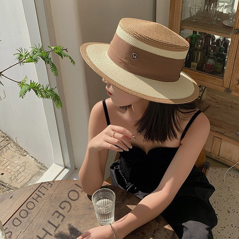 Summer Hats Color Matching Chanel-Style Straw Hat Female Summer Beach Hat