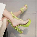 Platform Heels for Women High Heel Transparent PVC Straps Sandal Boots