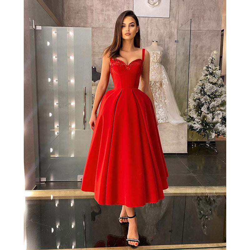 Burgundy Evening Dresses for Weddings Sexy Princess Formal Dress Mid-Length Dress Small Dress