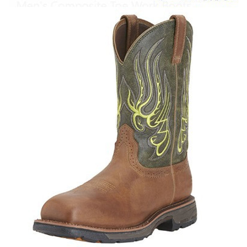 Justin Yellowstone Boots Men'S Vintage Square Toe Knight Boots Embroidery Dr. Martens Boots