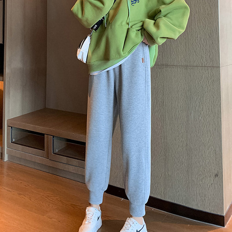Grey Sweatpants Winter Super Soft Fleece-Lined Thickened Gray Casual Sports Pants