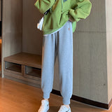 Grey Sweatpants Winter Super Soft Fleece-Lined Thickened Gray Casual Sports Pants
