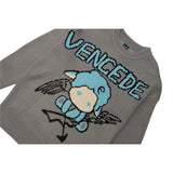 Men Sweater Cartoon Character Brocade Sweater Men's Street Trend Loose round Neck Sweater