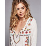 Beth Dutton Bohemian Dress Winter Autumn Maxi Dresses Embroidered Light Transparent Elastic Waist Dress