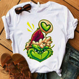 Men and Women Grinch Shirt round Neck Short Sleeve Loose