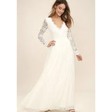 Women Lace Wedding Dress Slim Wedding Dress Lace V-neck Fashion Dress