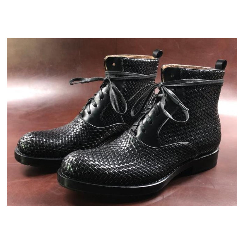 Justin Yellowstone Boots Autumn And Winter Men'S Round Toe Dr. Martens Boots Woven Large Size Men'S Leather Shoes