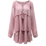 Beth Dutton Bohemian Summer Spring Midi Dress Long Sleeve Shirt Dress