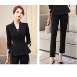 Interview Suit Women's Black Coat Women's Spring and Autumn Business Suit Fashion Spring