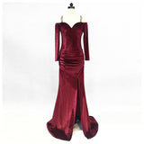 Burgundy Dress Formal Evening Dress Fashionable Elegant Long Style Long Sleeve