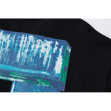 Off White Sweatshirt Blue 3d Bar Arrow Print Ow Round Neck Pullover Long Sleeve Sweater Owt