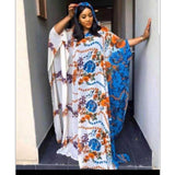 African Women's Wear Batwing Sleeve Flower Print Loose Hooded Dress African Dashiki Ankara Styles Dress