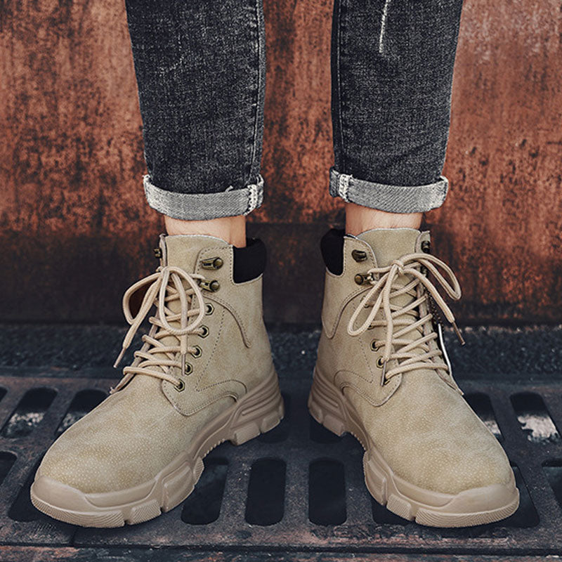 Men's Boots Work Boot Men Casual Hiking Boots Men High Top British Style Casual Retro