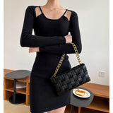 Long Sleeve Burgundy Dress Formal Autumn and Winter Slim Knit Dress for Women