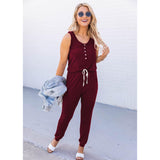 Coachella Music Festival Outfits Summer Vest Drawstring Harem Trousers Solid Color