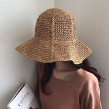 Straw Hat Straw Hat Female Summer Bucket Hat Beach Sun-Proof Bucket Hat
