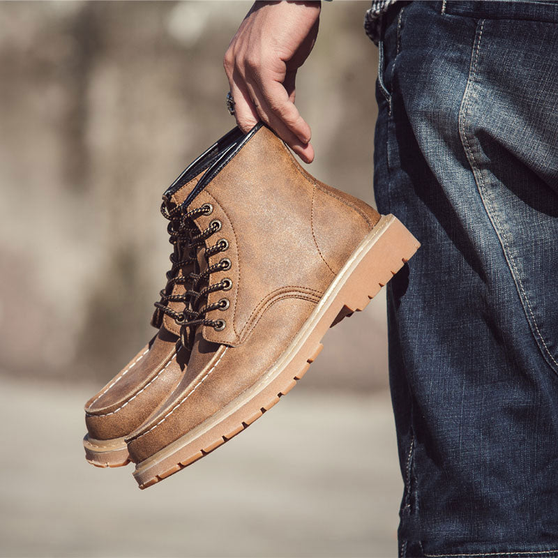 Men's Boots Work Boot Men Casual Boots Spring/Summer Worker Boot Casual Shoes High-Top Men's Shoes
