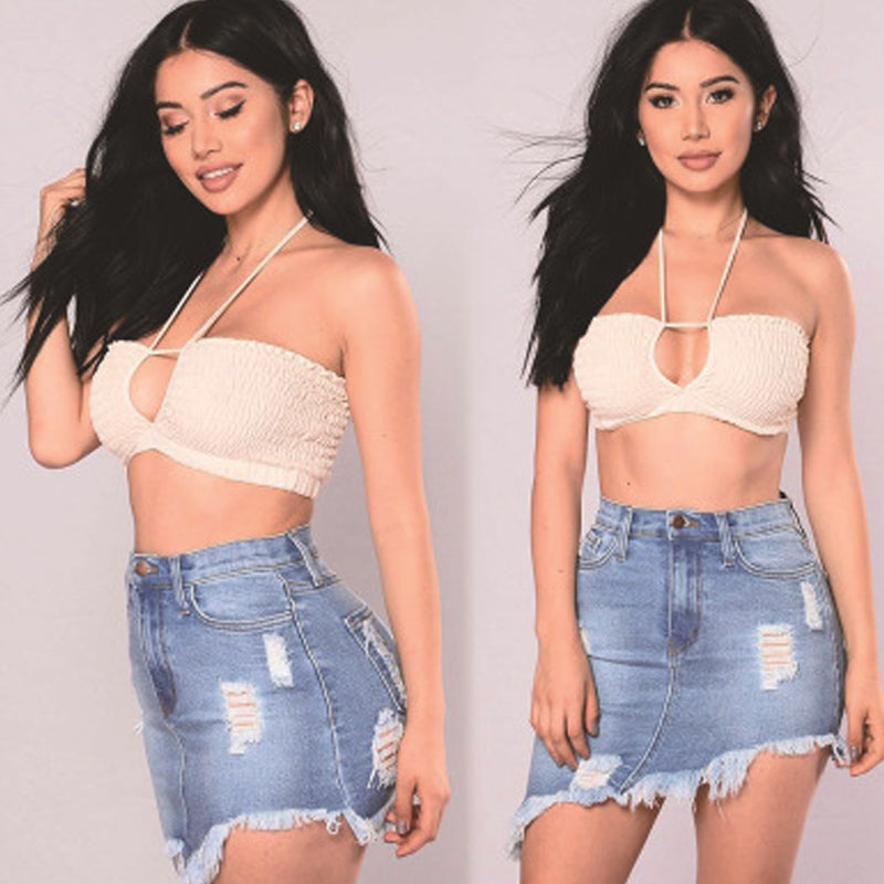 Coachella Music Festival Outfits Spring Women's Washed Denim Skirt