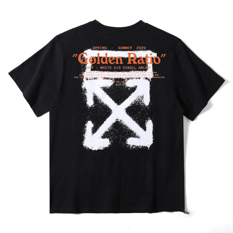 Off White T Shirt Ow Cartoon Inkjet Printing Large Size Casual White Purple Arrow Tshirt Short Sleeve Owt