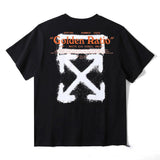 Off White T Shirt Ow Cartoon Inkjet Printing Large Size Casual White Purple Arrow Tshirt Short Sleeve Owt