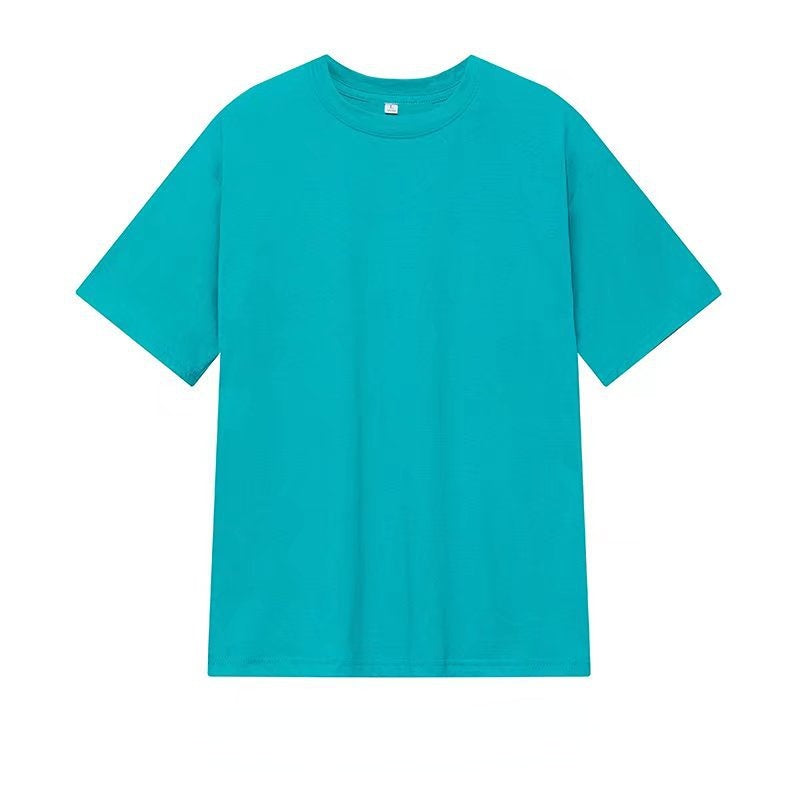 Men T-Shirts Half Sleeve Solid Color Loose round Neck