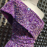 Mauve Dress Bridesmaid Fashion Purple Sexy One-Shoulder Casual Tights Women Sequins