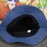 Denim Bucket Hat Fishing Cap Cotton Print Fisherman Hat Think Letter Summer Sunshade Casual