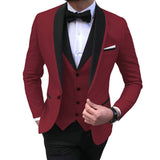 Black Tie Attire Suit Set Three-Piece Set Groomsman Clothing Gown Slim Fit