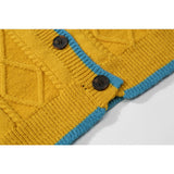 Men Sweater Back Letter Jacquard Cardigan Sweater Men's Collar Sweater Coat