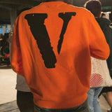 Vlone Sweatshirt Men'S And Women'S Printed Vintage Long Sleeve Sweater Brushed Hoody