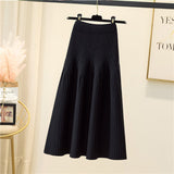 MIDI Mauve Skirt Knitted Skirt Women's Season Pleated Skirt