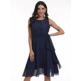 Burgundy Dress Formal Spring/Summer Chiffon Dress Sexy Lace Stitching Formal Dress