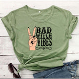 Halloween Costumes Bad Witch Vibe Shirt Bad Witch Vibes Printed Loose Fashion Men's and Women's Short-Sleeved T-shirt