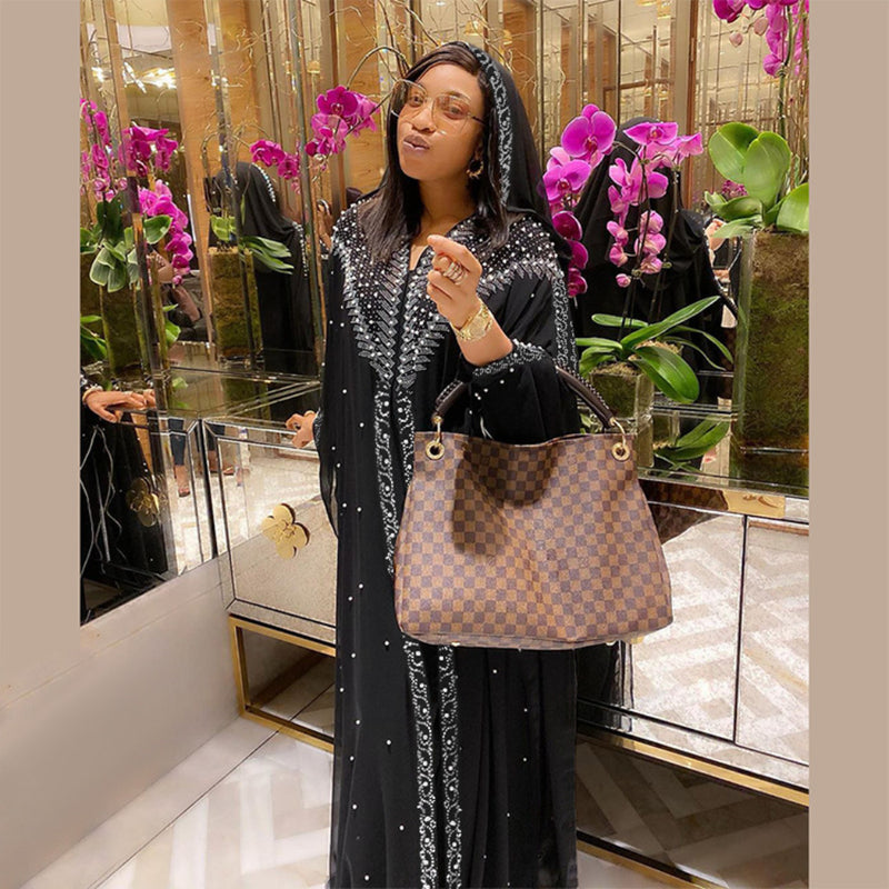 African Dashiki Dress Women's Chiffon Heavy Embroidery Hot Drilling Dress