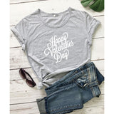 Valentine's Day T Shirt Happy Valentine Day Men's and Women's Letters Street Style Short Sleeve