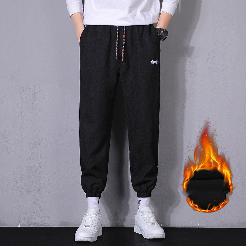 Grey Sweatpants Sweatpants Men's Fleece-Lined Thickened Autumn and Winter