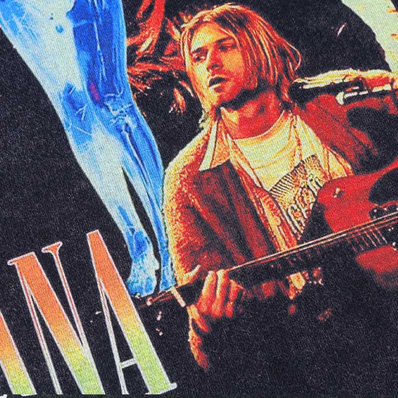 Nirvana T Shirt Vintag Ekurt Cobain Character Printing Loose Hip Hop Distressed