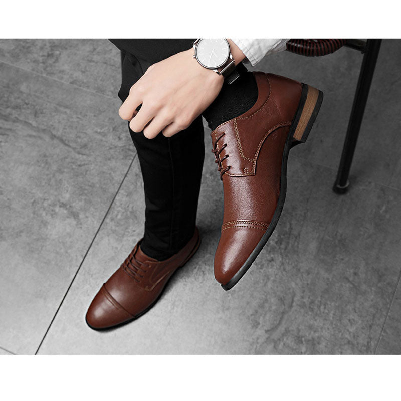 Men's Dress Shoes Classic Leather Oxfords Casual Cushioned Loafer Men's Shoes Spring and Autumn Business Casual Shoes