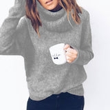 Women Pullover Knit Sweater Autumn and Winter Women's Long Sleeve Turtleneck Pullover Sweater