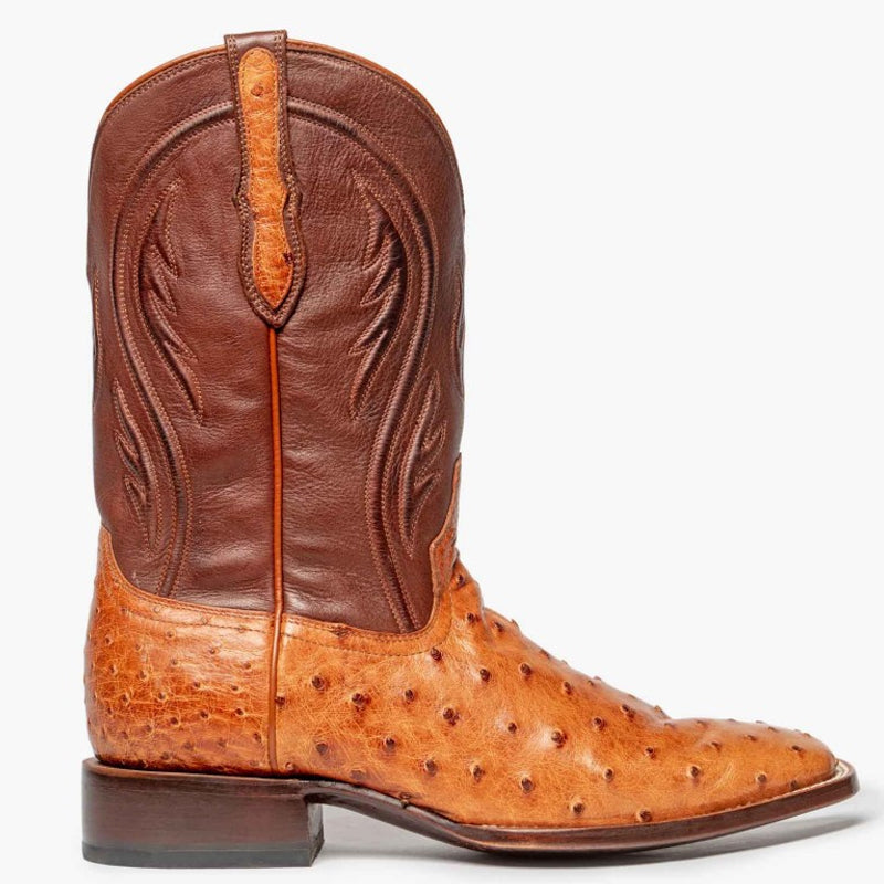 Western Shoes Retro Mid-Calf Length Embroidered Men's Boots Camel Pattern