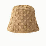 Vintage Check Bucket Hat Pleated Plaid Bubble Mesh