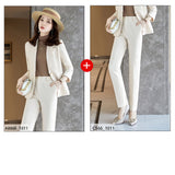 Interview Suit Women Beige Blazer Women Casual Autumn Suit