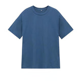 Men T-Shirts Half Sleeve Solid Color Loose round Neck