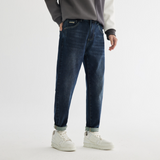 Men Jeans Blue Straight Jeans Men's All-Match Slightly Loose