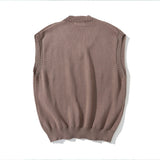Men Sweater Knitted Vest Man V-neck Vest Loose Sleeveless Pullover