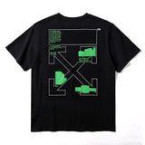 Off White T Shirt Ow Line Arrow Short Sleeve Tee Large Size Tshirt Men'S Clothing Owt