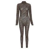 Autumn Fashion Sexy Women Clothing Slim-Fit Long-Sleeved Back Zipper Casual Jumpsuit