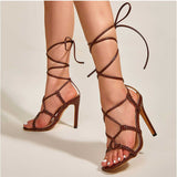 Nude Strappy Heels Summer High Heel Stiletto Sandals